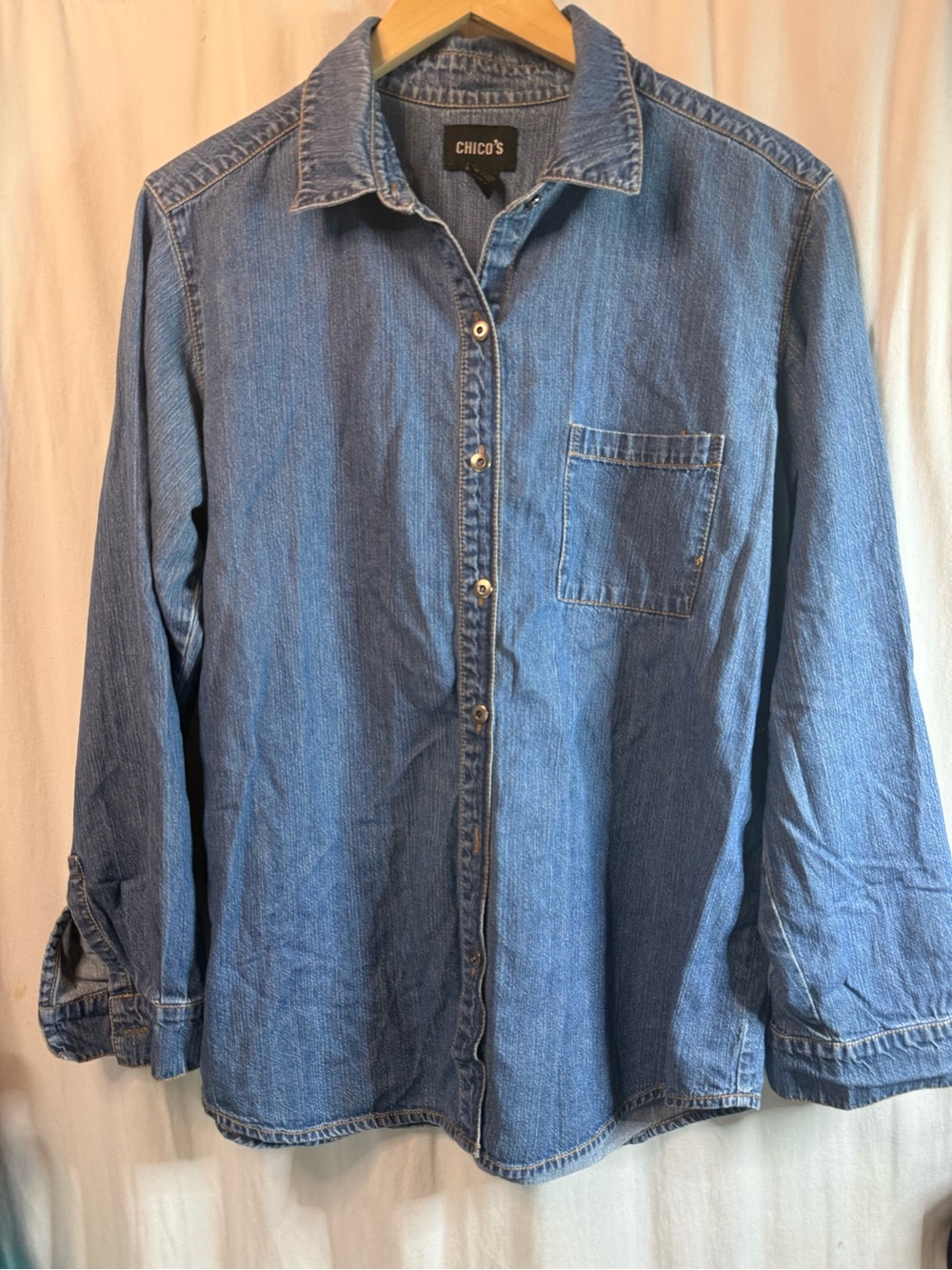 Chico's Women's Indigo Denim Button-Up Shirt